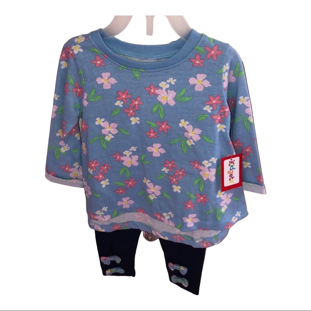Kidgets NWT infants blue size 12M Flower SET